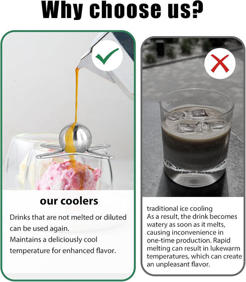 Coffee Cooling Ball, 1.57 Inch Stainless Steel Espresso Ball Reusable Coffee Freezer Ball Unleash Original Flavors Coffee Cooling Tool for Coffee ...