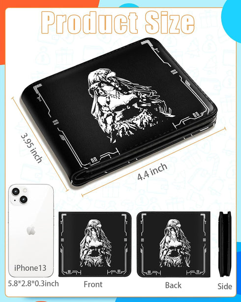 Bistup Boys Wallet Cute Leather Bifold Wallet for Men Women Cartoon Anime Cool Design Credit Card Cash Id Holder Rfid Blocking Black White Girl Bi...