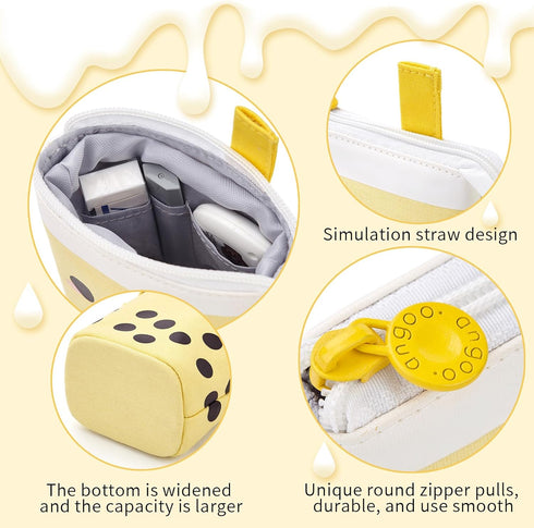 ANGOOBABY Cute Pencil Case Standing Pen Holder Telescopic Makeup Pouch Pop Up Cosmetics Bag with Kawaii Smile Face Stationery case Office Organize...
