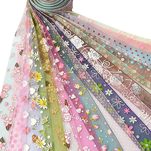 Chenkou Craft Random 20 Yards 1" 25MM Mix Lots Spring Summer Organza Ribbon Assorted Dots Bow Flower Love Heart Rose (Organza Ribbon 1")...