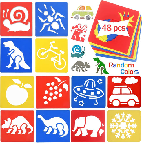 LanMa Drawing Stencils for Kids, 48 Pieces Plastic Drawing Painting Stencil Templates for Kids Crafts School Art Projects...