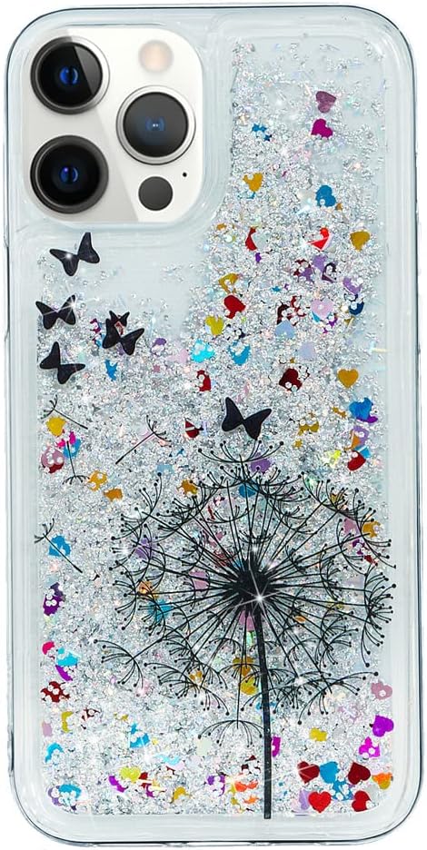 Compatible with iPhone 13 Pro Max Case Bling Glitter Case for Girls Women 3D Creative Anti-Fall Quicksand Liquid Soft Phone Case Compatible for iP...