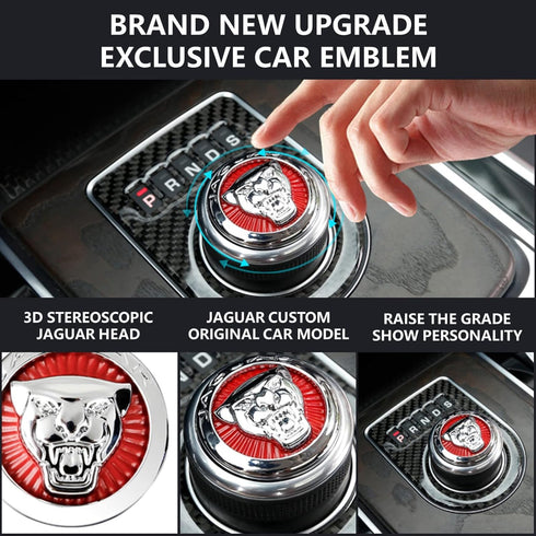 ARKPSKNIGHT 3D Gear Shift Knob Cover,Sports Preformance Modification,Brand Logo Badge Decal Compatible with Jagvar Accessories(Red Chrome 3D)...
