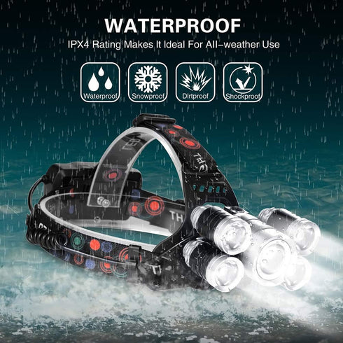 Headlamp 1200 Lumen Ultra Bright LED Work Headlight,Brightest USB Rechargeable Headlamps,4 Modes Waterproof Zoomable Head Lamp Best Headlamps for ...