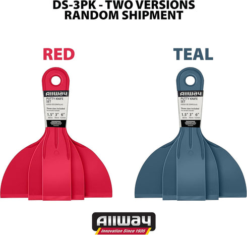 ALLWAY DS-3PK 3-Piece Celcon Plastic Putty Knife Set, 1-1/2", 3", 6", Two versions Random Shipment...
