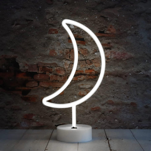 Neon Moon Lights, LED Moon Decor Neon Signs Art Decorations Crescent Night Lights Lamp for Party Supplies, Children Kids Girls Gift-Moon with Hold...