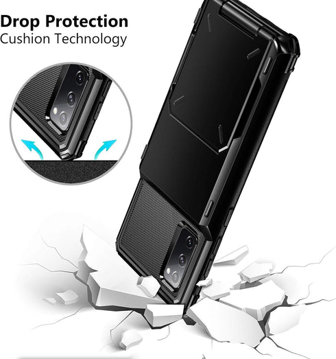 Vofolen for Galaxy S20 FE 5G Case Wallet Credit Card Holder 4-Card Slot Hidden Back Pocket Dual Layer Hybrid Rugged Rubber Bumper Protective Hard ...