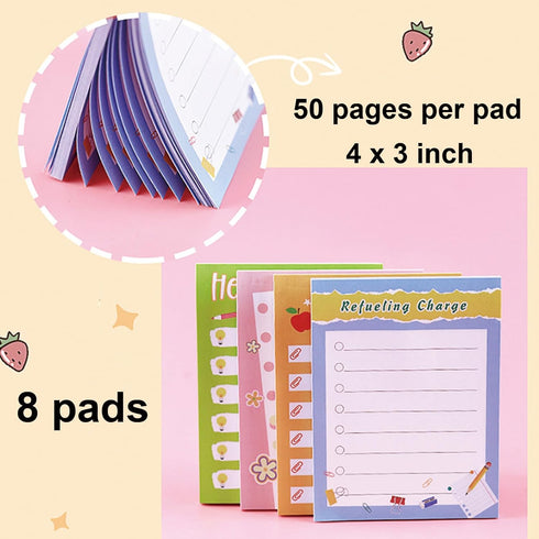 8 Pack Sticky Notes Cute Sticky Memo Pads 4x3 inch Kawaii to Do List Sticky Note Pad Self-Stick Notepad Stickies 50 Sheet/Pad (8Pcs Colorful)...