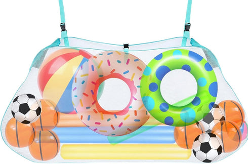 Pool Floats Storage Bag, Foldable Swimming Pool Hanging Mesh Organizer for Balls,Floats,Water Inflatable Toys and Other Pool Accessories, Green...