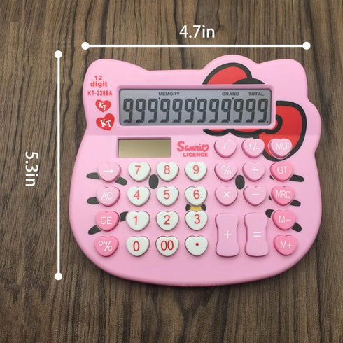 Hello Kitty Calculator,Xinyu Lighting Creative Cute Solar Calculator,12-bit Large LCD Screen, Suitable for Adults and Children?Solar and Battery P...