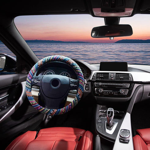 Valleycomfy Boho Steering Wheel Covers for Women Cloth Bohemian Universal 15 inch Baja Blanket Enthic...