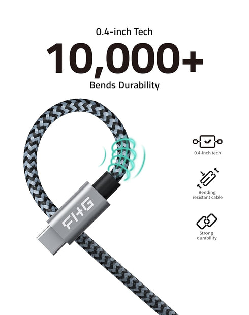FHG 6FT 2Pack USB C Cable 3.1 gen 1, Supporting 60W Fast Charging from 20% to 90% in 30mins, Nylon Braided USB C Charging Cable Last a Long Time, ...