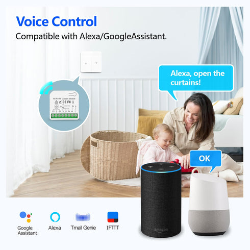 DieseRC WiFi Smart Roller Shutter Controller Module, Tuya APP WiFi Control Compatible with Alexa/Google Home APP Control and Manual Switch, Electr...