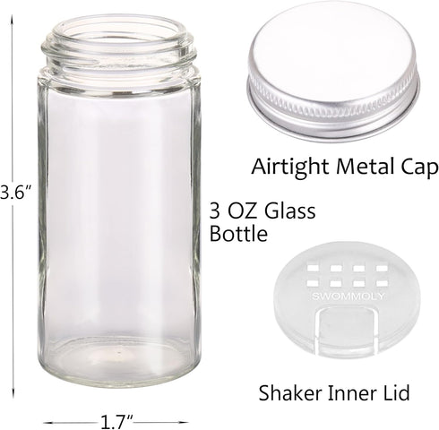 SWOMMOLY Replacement Glass Spice Jars/Round...