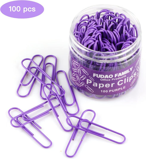 Jumbo Paper Clips, 2 Inch Large Paper Clip, 100 pcs Paperclips (Jumbo, Purple)...