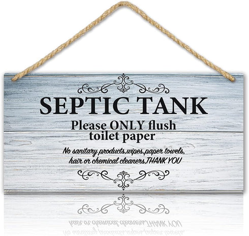 TOARTI Bathroom Quote Wood Sign-12.5x25cm,Toilet Rule Wooden Plaque Hanging Wall Art, Septic Tank Toilet Notes Hanging Bathroom Restroom Door Deco...