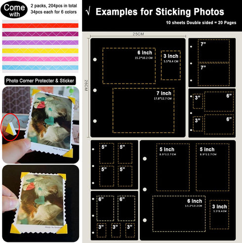 10 Sheets Double Sided 9.84 x 10.24 inch Refill Pages - Acid Free Thick Additional Craft Paper Cardboard for All Series ADVcer 10x10 Three-Ring Lo...