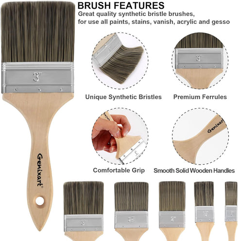 Double Thick Chip Paint Brush, 3 inch / 75mm Stain Brushes for Painting Walls and Fence Staining, Wooden Handle Masonry Paintbrush for Varnish, Pa...