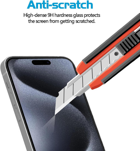 3 Pack Screen Protector for iPhone 15 Pro Max 6.7 inch + 3 Pack Camera Lens Protector Tempered Glass Film...