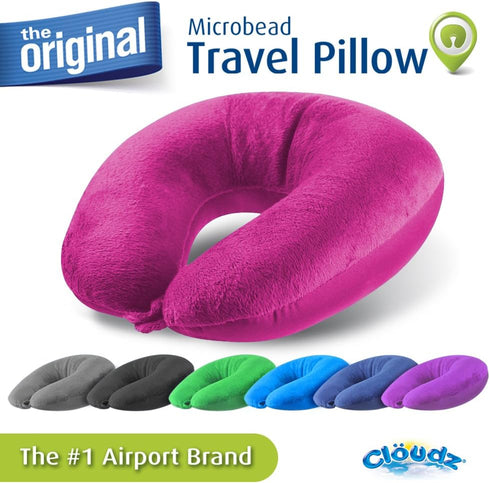 Cloudz Dual Comfort Microbead Airplane Travel Neck Pillow. Soft Cozy Plush Fabric on One Side, Cool Relaxing Spandex on The Other! Customize Your ...