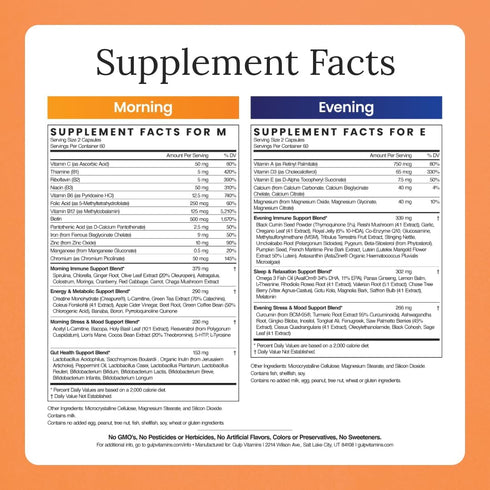 Gulp Core Essentials AM PM Multivitamin for Men & Women | Energy, Immunity, Stress & Sleep Support | Omega 3, Probiotics, Antioxidants & More | 60...