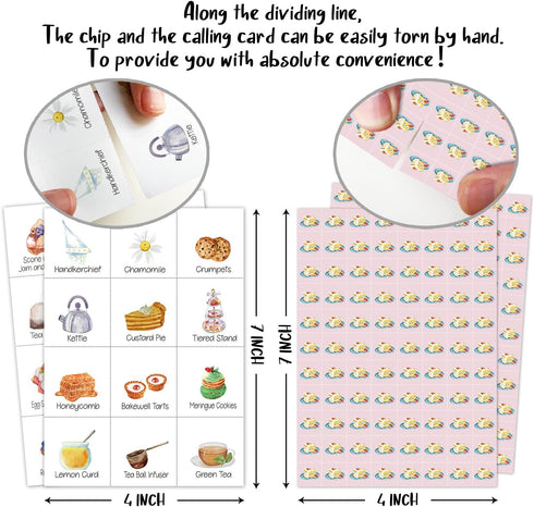Tea Party Bingo Game, 24 Players Bingo Game, for Teenager, School Party, Birthday Party Garden Tea Bridal Party, Reception Activity Supplies - 007...