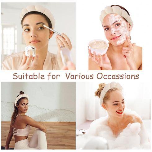 Spa Headband, Skincare Headband, Makeup Headband, Wrist Towels for Washing Face, Face Wash Headband, Bubble Wrist Bands with Claw Clips Teen Girl ...