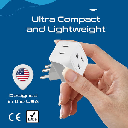 Ceptics Brazil Travel Adapter Plug with Dual Usa Input - Type N (3 Pack - Ultra Compact - Safe Grounded Perfect for Cell Phones, Laptops, Camera C...