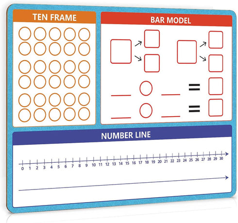 Dry Erase Addition & Subtraction & Number Table Board 9" x 12", Double Side 140 Number Chart Table Math Manipulatives Lapboard for Kids Students C...