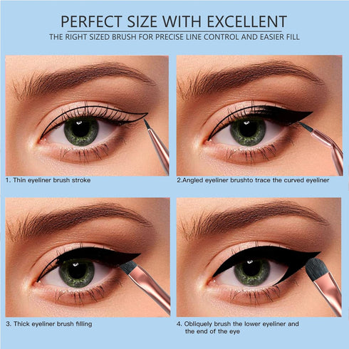 Eyeliner Brush Set Bent Gel Liner Makeup Brushes Angled Line Brush Fine Point Brush Precision Detail Eyeliner Brush with Cruelty Free Bristles Per...