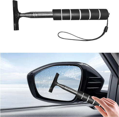 Car Side Mirror Squeegee, 35.6'' Retractable Rearview Mirror Wiper, Mini Portable Auto Window Squeegee Cleaner, Universal Vehicle Glass Cleaning T...