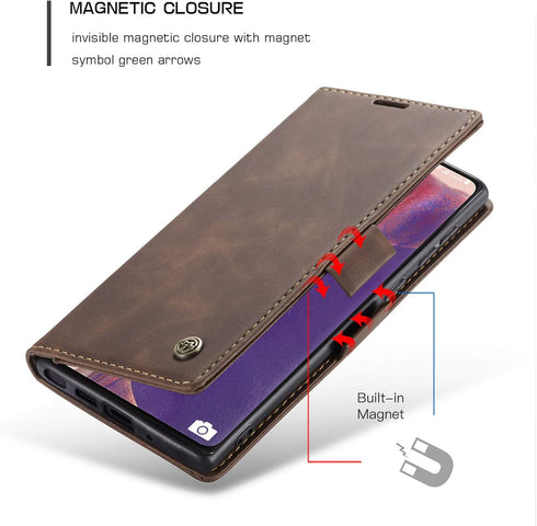 Samsung Galaxy Note 20 Wallet Case, Retro PU Leather Flip Magnetic Closure Protective Cover with Card Slots Cash Pockets with Kickstand for Samsun...