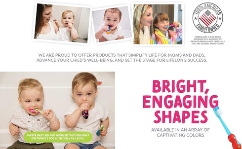 Farber Baby Toddler Toothbrushes Set – Infant Toothbrush 6 Pack with Compact Soft Bristles and Easy Grip Handle Includes 2 Suction Cup Toothbrush ...