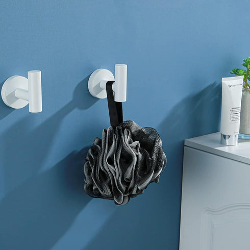 White Towel Hooks Coat Hook, Robe Hook for Bath and Kitchen,Bathroom Hardware Accessories, SUS 304 Stainless Steel Wall Hook 2 Count...