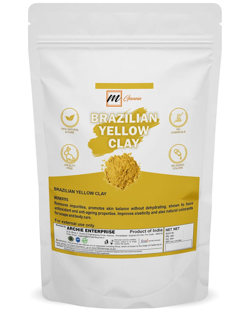 100% Natural Brazilian Yellow Clay Powder for Anti-Ageing & Skin firming, Creams and Soap Making 0.5 Lbs / 227 GMS...