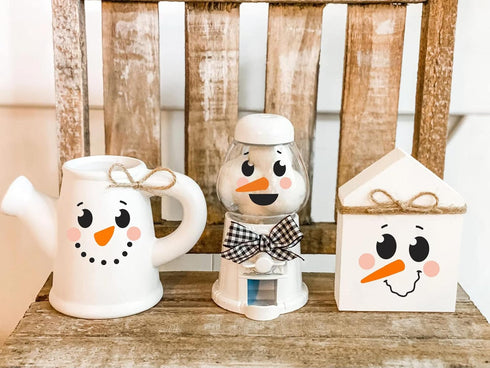 5” Christmas Snowman Face Stencils for Painting on Wood Reusable Christmas Stencil Winter Ornament Drawing Templates for Tiered Tray/Window/Shirts...