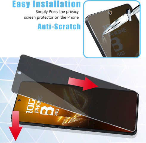 [2 Pack for ASUS ROG Phone 8 Pro/Phone 8 Privacy Screen Protector, 9H Anti Spy Private Tempered Glass Film, Anti-Scratch, Case Friendly....