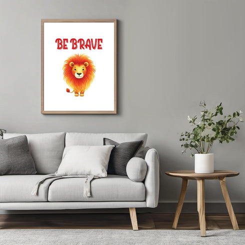 Posterizer 1 pcs-be brave-cute lion quote-Kids Room Art-Motivational & Inspirational Art-Gift for Daughter, Son, Kids-decor for nursery toddlers k...