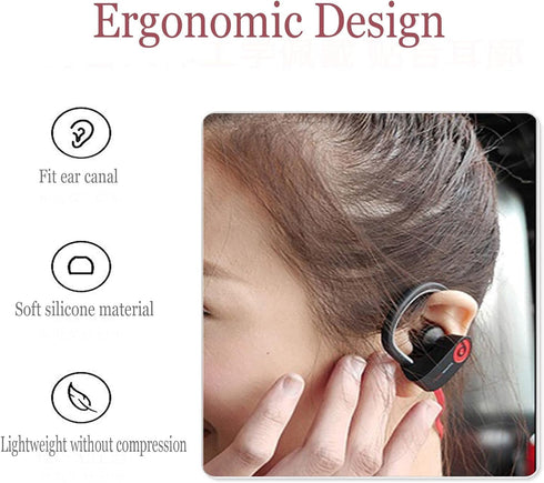 10pcs Black Double Flange Replacement Silicone Earbuds EarTips 4.1mm Connector(Fits PowerBeats 2 wireless)...