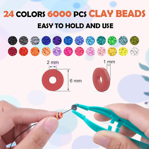 Clay Beads 7200 Pcs 2 Boxes Bracelet Making Kit - 24 Colors Polymer Clay Beads for Bracelet Making Set - Jewelry Making kit Supplies and Charms - ...