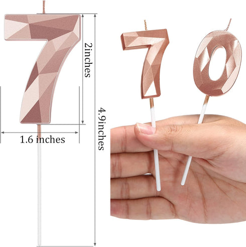 Nuanchu 70th Birthday Candles, Happy Birthday Cake Topper 3D Diamond Shape Numeral Sparkler Number Candles for Men Women Party Wedding Decoration ...
