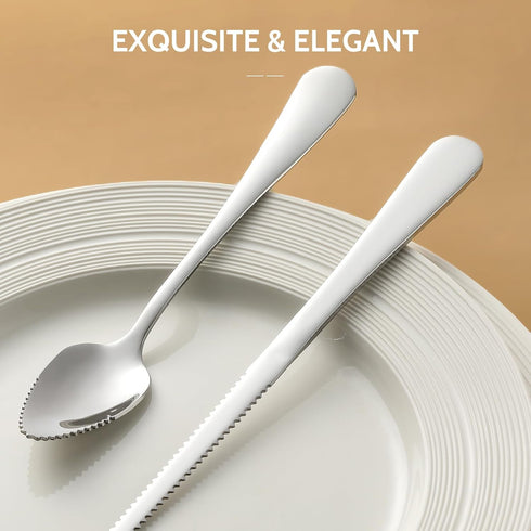 Hiware 4-piece Grapefruit Spoons and Grapefruit Knife, 18/8 Stainless Steel...