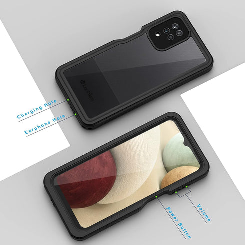 Lanhiem for Samsung Galaxy A12 Case, IP68 Waterproof Dustproof with Built-in Screen Protector, Heavy Duty Full Body Protective Phone Case for Gala...