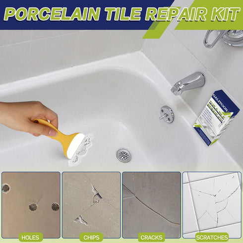 Porcelain Repair Kit, Fiberglass Tub Repair Kit, Shower Sink, Bathtub and Countertop Tile Repair Kit, Repair Chips Dents Cracks Scratches from Cer...