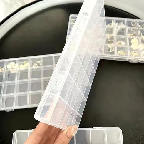 YIKANGHENG 25 Grids 7.5 Inch x 5.2 Inch Fixed Clear Plastic Jewelry Organizer Storage Box Jewelry Earring Tool Containers (1)...