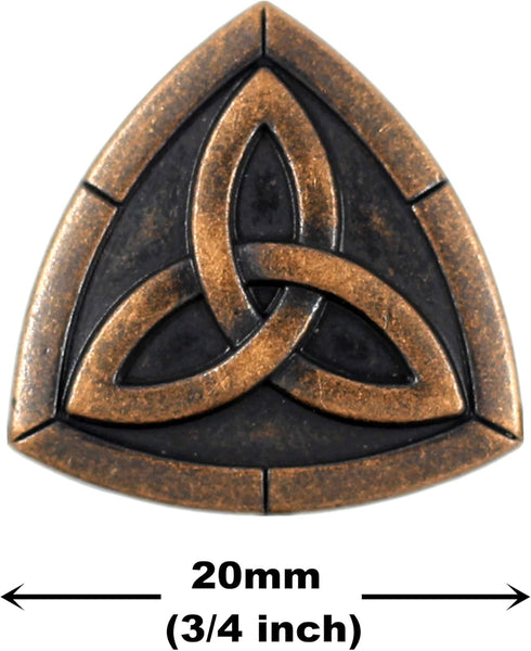 Bezelry 12 Pieces Triangle Celtic Trinity Knot Metal Shank Buttons. 20mm (3/4 inch) (Antique Copper)...
