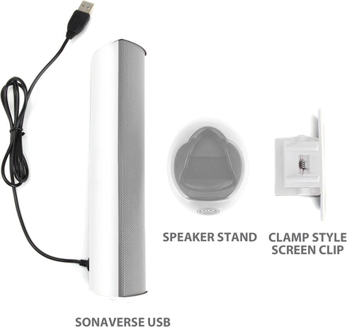 GOgroove SonaVERSE USB Speakers for Laptop Computer - USB Powered Mini Sound Bar with Clip-On Portable External Speaker Design for Monitor, One Ca...