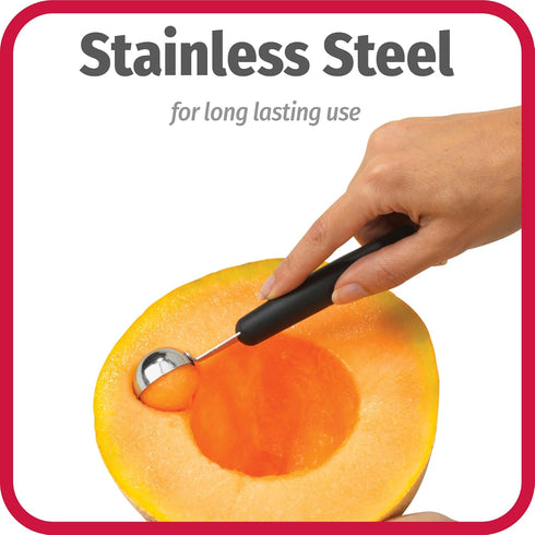 GoodCook Touch Stainless Steel 2-in-1 Melon Baller and Fruit and Veggie Corer Scoop, Silver/Black...