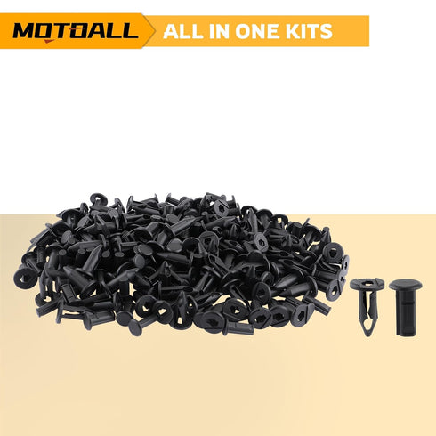 MOTOALL 100X Plastic Fender Fastener Rivet Push Clips for Honda ATV Suzuki Kawasaki 90653-HC4-900...