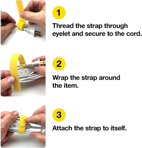 Wrap-It Storage Cable Management Value Pack - 40 Self-Gripping Cable Ties, 20 Cable Labels, 12ft Perforated Self-Gripping Roll - For Home, Office,...